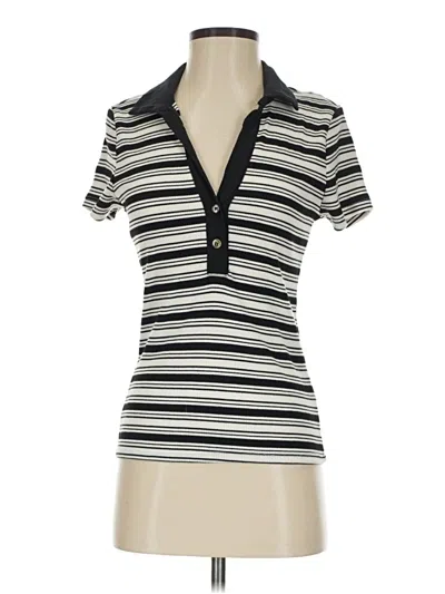 Pre-owned T.la Short Sleeve Top Ivory Collared Neckline Tops