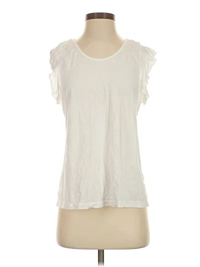 Pre-owned T.la Short Sleeve Top Ivory Ruffles Neckline Tops