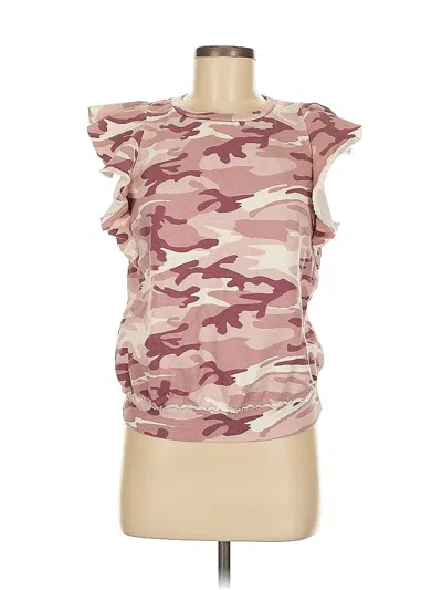 Pre-owned T.la Short Sleeve Top Pink One Shoulder Neckline Tops