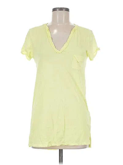 Pre-owned T.la Short Sleeve Top Yellow Keyhole Neckline Tops