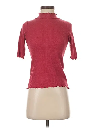 Pre-owned T.la Short Sleeve Turtleneck In Burgundy