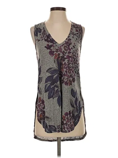 Pre-owned T.la Sleeveless Top Gray Plunge Neckline Tops