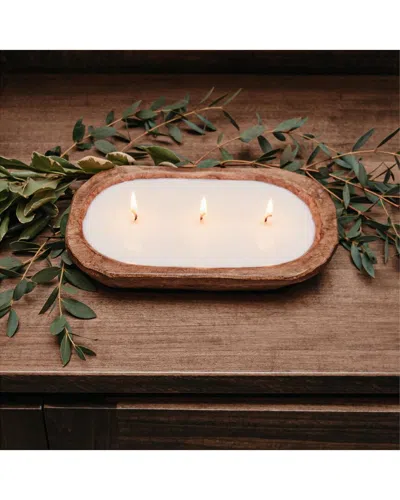 Tlc Candle Co. Pillow Talk 3-wick Hand Carved Dough Bowl Decor Candle In Natural