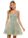 TLC SAY YES TO THE PROM JUNIORS WOMENS EMBELLISHED SHORT FIT & FLARE DRESS