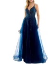 TLC SAY YES TO THE PROM JUNIORS WOMENS MESH EMBROIDERED EVENING DRESS