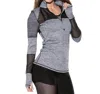 Tlf Apparel Muse Bardot Mesh Panel Long Sleeve Top In Graphite In Grey