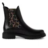 Tmrs Tamaris Womens Black Leopard Leather Classic High Chelsea Ankle Boots