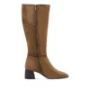 Tmrs Tamaris Womens Camel Brown Leather Knee High Heel Riding Boots In Brown