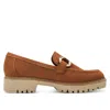 Tmrs Tamaris Womens Cognac Tan Brown Leather Loafers Slip-on Platform Shoes In Multi
