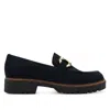 Tmrs Tamaris Womens Navy Blue Leather Loafers Slip-on Platform Shoes