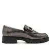 Tmrs Tamaris Womens Pewter Silver Leather Loafers Slip-on Platform Shoes In Silver