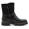 Tmrs Tamaris Womens Winter Black Leather Buckle Zip Biker Ankle Boots In Black
