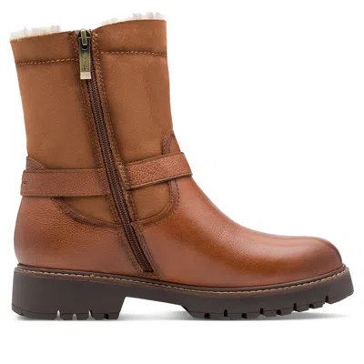 Tmrs Tamaris Womens Winter Cognac Tan Brown Leather Buckle Zip Biker Ankle Boots