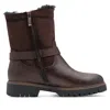 Tmrs Tamaris Womens Winter Mocca Brown Leather Buckle Zip Biker Ankle Boots In Brown