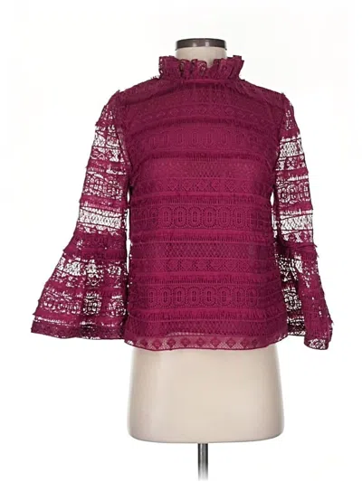 Pre-owned Tna 3/4 Sleeve Blouse In Burgundy