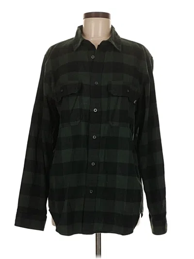 Pre-owned Tna Long Sleeve Button Down Shirt In Green
