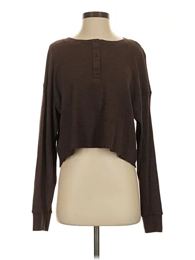 Pre-owned Tna Long Sleeve Henley Shirt In Brown
