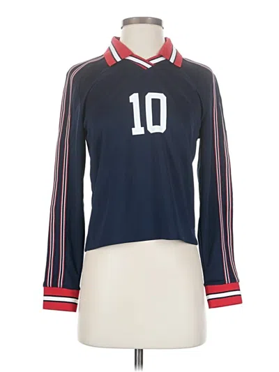 Pre-owned Tna Long Sleeve Polo Shirt In Blue