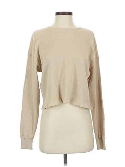 Pre-owned Tna Long Sleeve Top Tan Crew Neck Tops In Brown