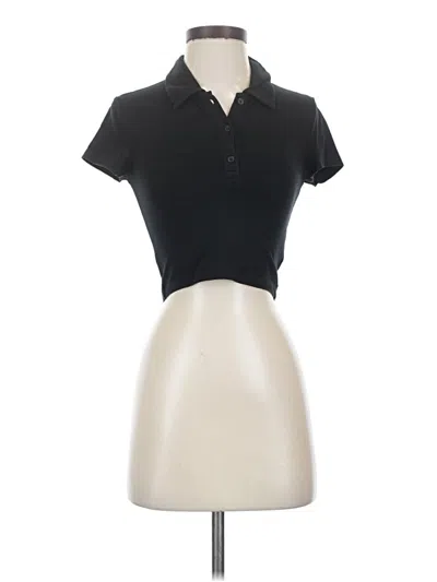 Pre-owned Tna Short Sleeve Top Black Collared Neckline Tops