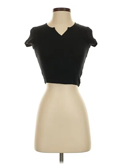 Pre-owned Tna Short Sleeve Turtleneck In Black