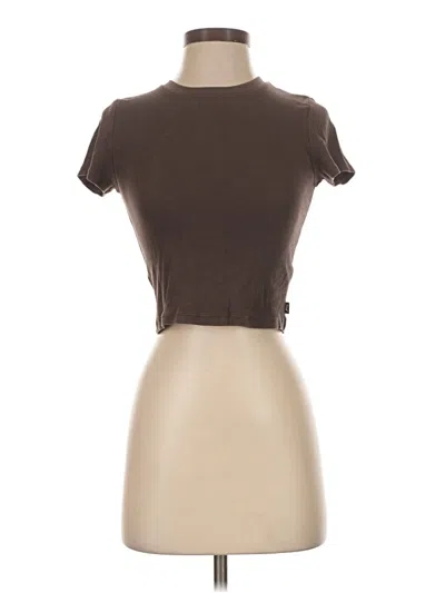 Pre-owned Tna Short Sleeve Turtleneck In Brown