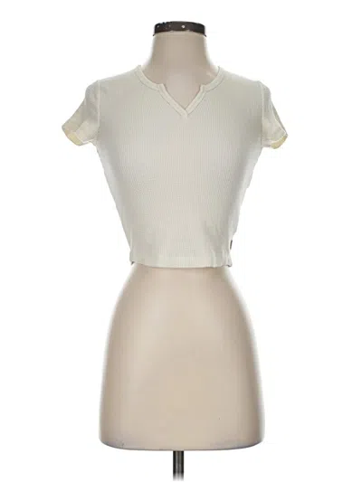 Pre-owned Tna Short Sleeve Turtleneck In Ivory