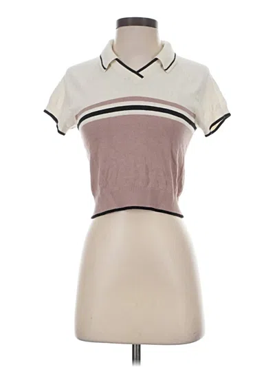 Pre-owned Tna Short Sleeve Turtleneck In Tan
