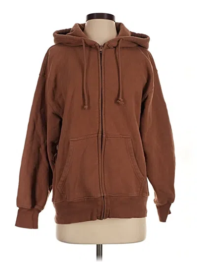 Pre-owned Tna Zip Up Hoodie In Brown