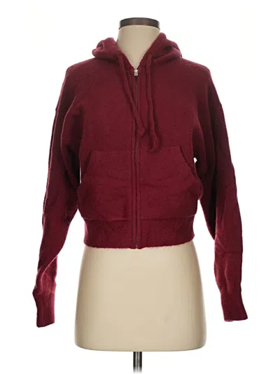 Pre-owned Tna Zip Up Hoodie In Burgundy