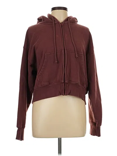 Pre-owned Tna Zip Up Hoodie In Burgundy