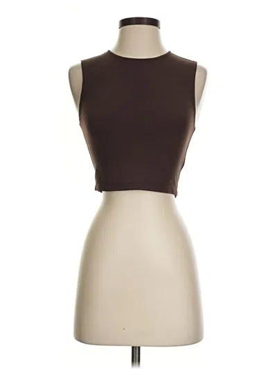 Pre-owned Tnaction Tank Top Brown Halter Neckline Tops
