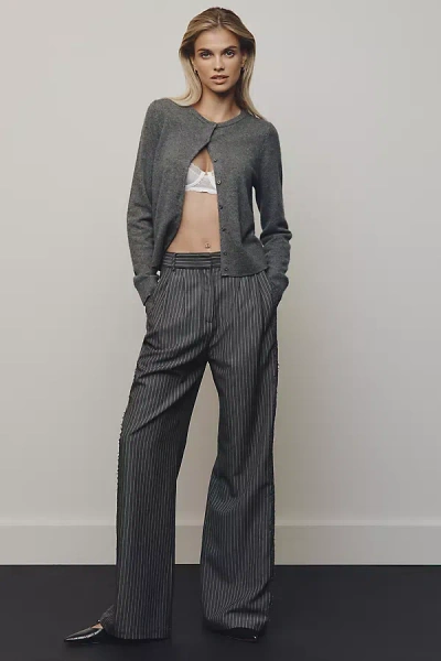 Tnd Lace Pinstripe Trousers Pants In Gray