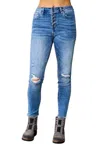 Tnr Button Front Skinny Jeans In Blue In Blue