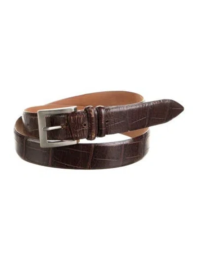 Pre-owned To Boot New York Embossed Leather Belt In Brown