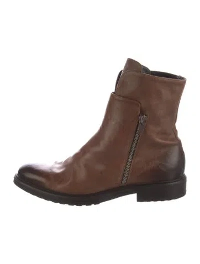 Pre-owned To Boot New York Leather Moto Boots In Brown