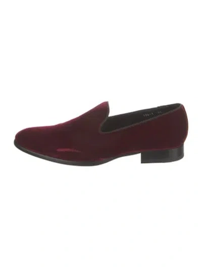 Pre-owned To Boot New York Velvet Leather Trim Embellishment Loafers In Red