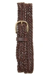 To Boot New York Woven Leather Belt In Dark Brown
