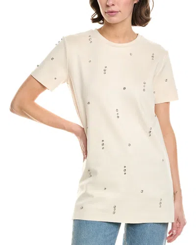 To My Lovers Crystal Studded T-shirt Dress In Beige