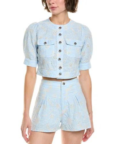 To My Lovers Embroidered Top In Blue