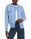 To My Lovers Fuzzy Houndstooth Cardigan In Blue