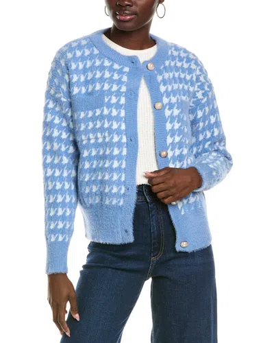 To My Lovers Fuzzy Houndstooth Cardigan In Blue