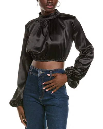To My Lovers Mock Neck Crop Blouse In Black