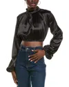 To My Lovers Mock Neck Crop Blouse In Black