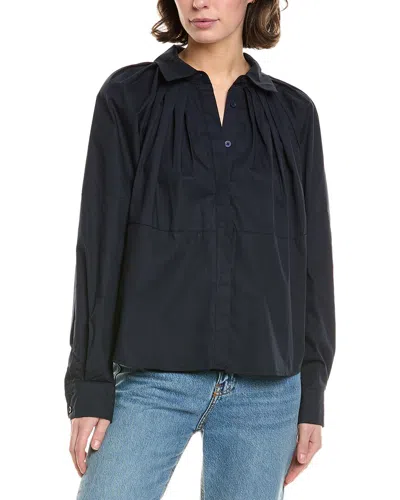 To My Lovers Pleated Neck Blouse In Blue