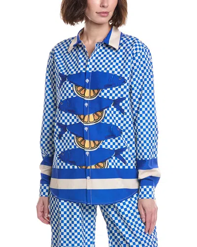 To My Lovers Printed Top In Blue