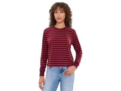 Toad And Co Boundless Jersey Long Sleeve T-shirts Women's Clothing Port Pattern: Lg In Burgundy