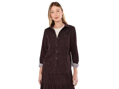 Toad And Co Cattail Cord Long Sleeve Shirt Women's Clothing Carob Floral Print: Lg, Cotton In Burgundy