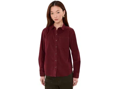 Toad And Co Cattail Cord Long Sleeve Shirt Women's Clothing Port: Sm, Cotton In Burgundy