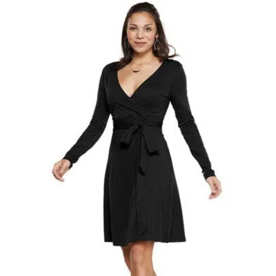 Toad And Co Toad & Co Cue Wrap Dress Women's Black Tie Waisted Long Sleeve Gbo1453